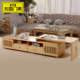 实木电视柜松木伸缩组合地柜现代简约小户型客厅电视柜特价家具
