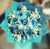 蓝色妖姬仿真折纸玫瑰成品花束一束纸做皱折手工感谢老师礼品礼物