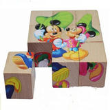 木制六面画宝宝幼儿益智玩具迪斯尼米奇9粒立体拼图积木3-6岁