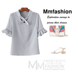 MMFS外贸原单剪标女装雪纺衫女韩国单优雅气质款套头衬衫夏装新款