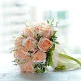香槟玫瑰韩式新娘婚礼仿真手捧花 结婚手捧花 新娘花球 花束