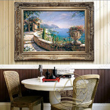 恒美手绘油画地中海风景FD218酒店会所装饰画客厅餐厅玄关有框画