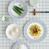日式复古手绘蓝线条系列餐具陶瓷盘子圆盘米饭碗马克杯PZ-40