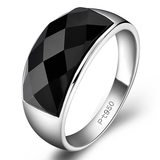 PT950印记巴西进口玛瑙戒指 男士纯银镀铂金戒指指环 新年礼物