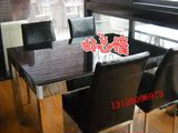 包邮钢化玻璃餐桌椅组合不锈钢餐厅客厅大小户型宜家餐台一桌四椅