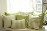 热卖正品!沙发靠垫套抱枕套靠背靠抱枕不含芯格子条纹纯色#粉绿色