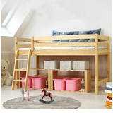 包邮宜家松木单人床实木高架床高脚可储物儿童床带楼梯1米1.2米
