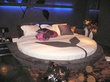 年中促销布艺软床布床圆床可拆洗双人婚床卧室家具现代小户型W750