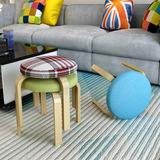 现代简约实木小矮凳时尚创意单人休闲椅子简易家用客厅圆凳小板凳