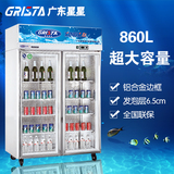 广东星星展示柜冷藏柜双玻璃门立式冰柜格林斯达SG1.0E2商用冰箱