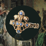 维多利亚欧洲古董珠宝9k黄金镶嵌天然蓝宝石珍珠戒指女文艺复古
