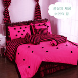 韩版公主系列床上用品 全棉立体玫瑰梦幻黑纱裙 床罩床裙三四件套