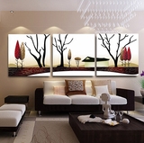 客厅装饰画沙发背景墙三联挂画卧室床头壁画现代简约无框画水晶画