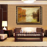 简约欧式客厅纯手绘装饰画大幅横版别墅挂画世界名画山水风景油画