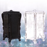 创意欧式化妆棉收纳盒 带盖透明塑料棉花球收纳盒韩版桌面储物盒