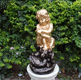 金色60公分高乡村小女孩戏鸭子*欧式乡村摆件*花园雕塑精品道具