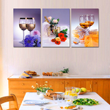 餐厅装饰画现代简约客厅壁画 三联画无框画 中式挂画墙画 酒杯