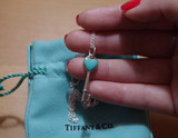 代购蒂芙尼Tiffany珐琅蓝色心形爱心纯银钥匙吊坠项链  附小票