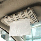 汽车用品车载遮阳板可爱餐巾纸盒创意纸巾套格子纸巾包挂式抽纸盒