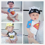 2016新款夏装婴儿新生儿男女宝宝连体衣服超人蝙蝠侠短袖哈衣爬服