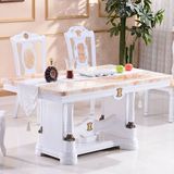 天然大理石餐桌白色全实木方桌简约现代长方形四方桌子简欧小户型