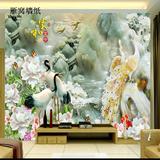 中式玉雕墙纸家和富贵壁纸花鸟牡丹电视背景墙3d立体无缝浮雕壁画