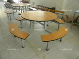 厂家直销食堂八人餐桌椅/快餐桌小吃店餐桌椅 圆形连体餐桌椅组合