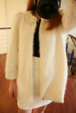 韩国代购东大门冬装原单 韩版 女 中长款娃娃领毛呢外套大衣 现货