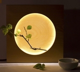日式创意满月台灯木质木艺装饰床头实木LED简约北欧宜家礼物包邮
