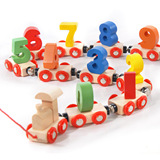 磁性数字拖拉小火车数学列车儿童木制益智玩具礼物3-4-5-6岁包邮