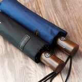 Lotosblume全自动三折叠男士商务创意晴雨伞防风加固型黑胶遮阳伞