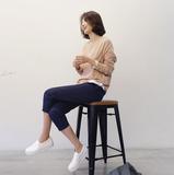 GRA韩国代购正品女装2016早秋新款圆领基本款纯色套头针织衫