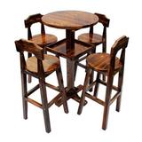特价碳化桌椅套件防腐木火烧木桌椅实木酒吧桌凳吧台高脚桌凳