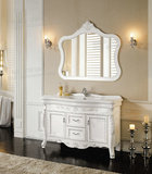 英皇凯迪欧式大脸盆白色陶瓷洗脸盆1.3米大橡木浴室柜-实木卫浴柜