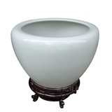 景德镇陶瓷鱼缸睡莲缸超白缸水缸裂纹釉白色缸聚宝盆