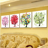 客厅装饰画现代三四联无框画水晶画沙发背景墙画壁画发财树幸福树