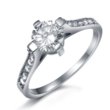 时尚钻戒1克拉仿真钻石戒指 钛钢结婚戒指环婚戒 送女友礼物饰品