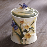 美式田园陶瓷复古收纳罐子创意厨房食品茶叶密封储物罐化妆首饰盒