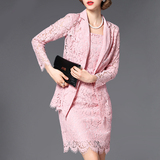 2016夏季女装欧美高端精品大牌外贸原单 通勤蕾丝职业衣裙套装