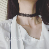 [不要问]韩国代购 蕾丝choker短款黑色颈圈珍珠项链简约锁骨链