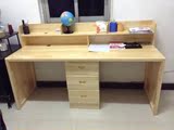 可订制特价实木电脑桌松木电脑桌双人电脑桌书架书柜组合书桌书架