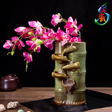 陶瓷插花花瓶流水加湿器喷泉客厅创意家居装饰竹子工艺礼品摆件