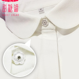 日系娃娃领圆领大码韩版职业长袖白衬衫女衬衣加厚雪纺打底衫小衫