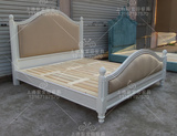 美式乡村双人实木床 欧式软床雕花复古做旧床头柜 高档卧室家具