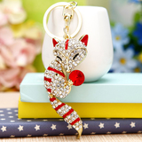 韩国创意礼品可爱水钻小狐狸汽车钥匙扣女包包挂件钥匙链水晶饰品