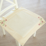 佰乐屋 欧式布艺椅子垫全棉春夏坐垫时尚椅垫简约餐椅垫 乳白绣花
