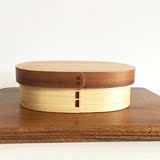 日式木质便当盒 天然原木饭盒寿司盒点心盒 实木便携餐具