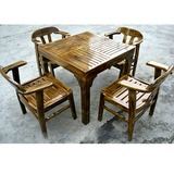 户外桌椅碳化实木家具防腐木桌椅阳台桌椅松木碳化火烧木酒吧桌椅