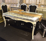 新古典家具实木餐台椅子 白色欧式西餐吃饭桌子 新古典餐桌椅组合