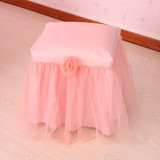 蕾丝玫瑰 钢琴凳罩 凳子套全罩韩国布艺蕾丝纱 化妆凳罩双人 单人